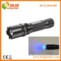 Factory Supply 3watt Aluminum 365nm-370nm Bright Power Ultraviolet UV led Black Light Flashlight For Counterfeit Money